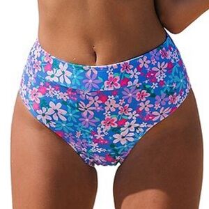 Cupshe Daisy Medium High Waisted Floral Bikini Bottoms
